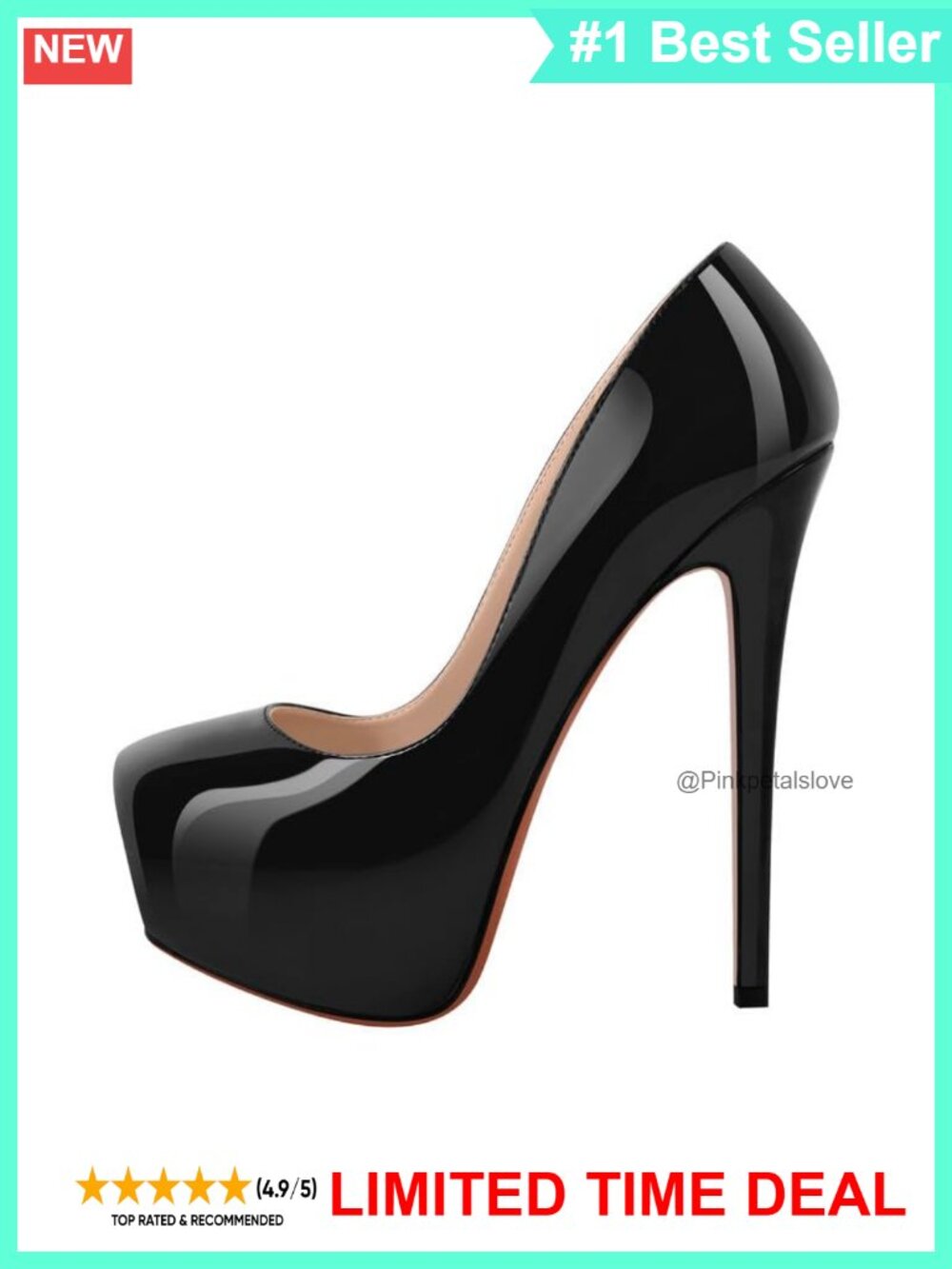 Double Platform Stiletto High Heel Pumps Faux Leather